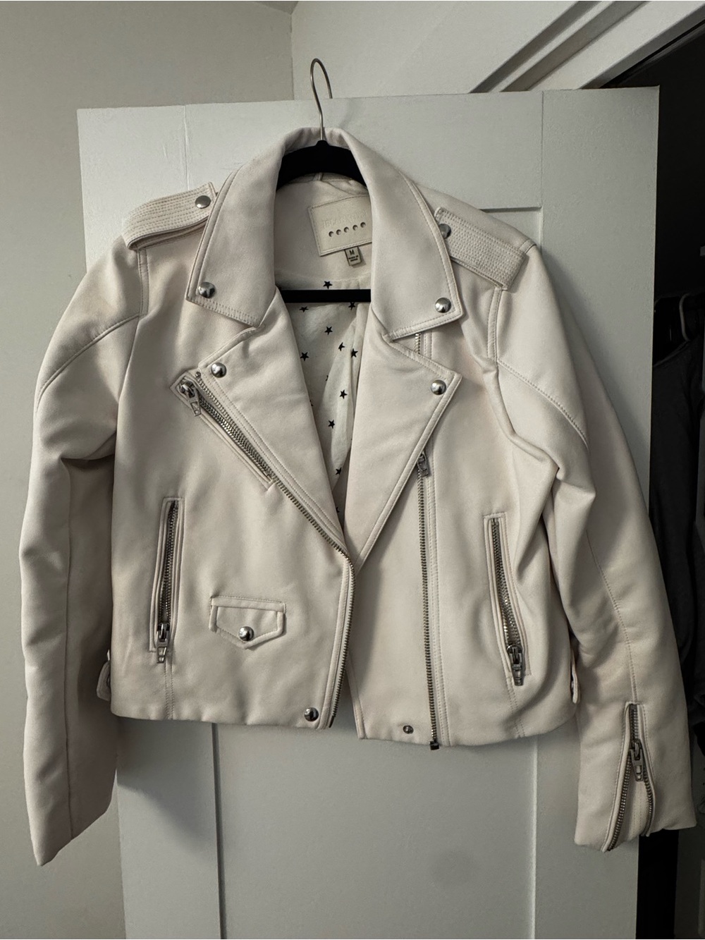 Ivory Faux Leather Moto Jacket - Women